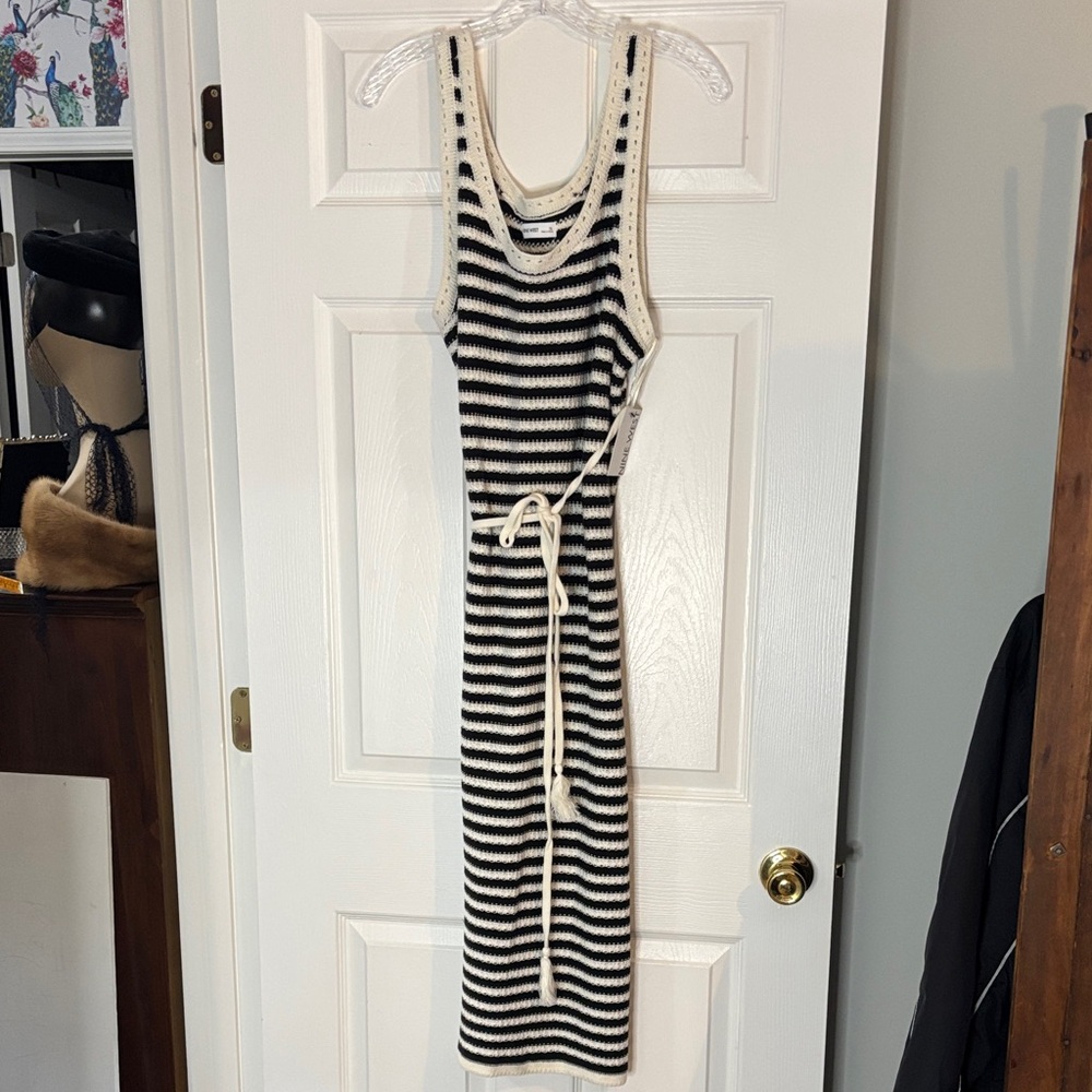 New Striped Black and White Knit Dress